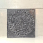 Handcrafted Indian Furniture Carved Solid Hard Wood Wall Panel in Grey wash